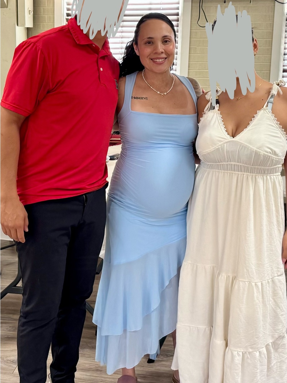 Light Blue Square-Neck Tiered Midi Dress - Brand Not Shown